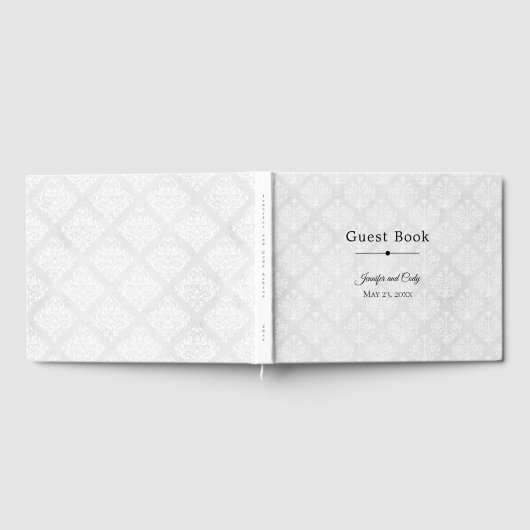 White Damask personalize Elegant Gästebuch (Voll)