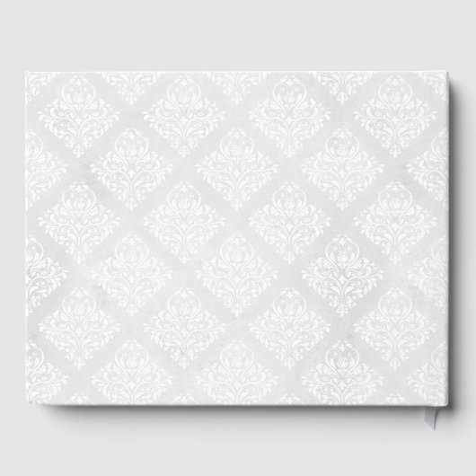 White Damask personalize Elegant Gästebuch (Rückseite)