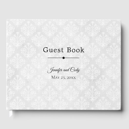 White Damask personalize Elegant Gästebuch (Vorderseite)