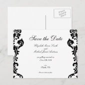 White Damask Save the Date Postkarte (Vorne/Hinten)