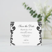 White Damask Save the Date Postkarte (Stehend Vorderseite)