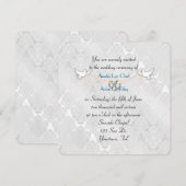 White Damask Shimmer Wedding Einladung (Vorne/Hinten)