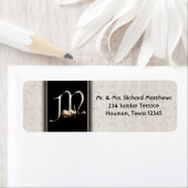 White Damask Swans Monogram M Address Labels (Insitu)