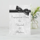 White Damask und Bow für Imitate Einladung (Stehend Vorderseite)