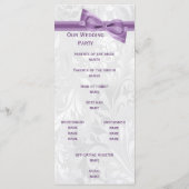 White Damask und Bow-Hochzeitsprogramm für Lila Im Programm (Rückseite)