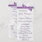 White Damask und Bow-Hochzeitsprogramm für Lila Im Programm (Vorne/Hinten)