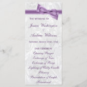 White Damask und Bow-Hochzeitsprogramm für Lila Im Programm (Vorderseite)
