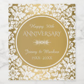 White Damask und Gold Circle - 50 Jahre Weinetikett (Einzelnes Label)