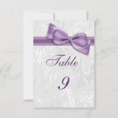 White Damask und Lilac Imitats Bow Einladung (Rückseite)