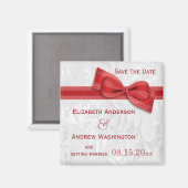 White Damask und Red Imitats Bow Magnet (Vorderseite/Rückseite)