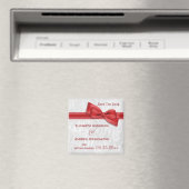 White Damask und Red Imitats Bow Magnet (In Situ (Geschirrspüler))