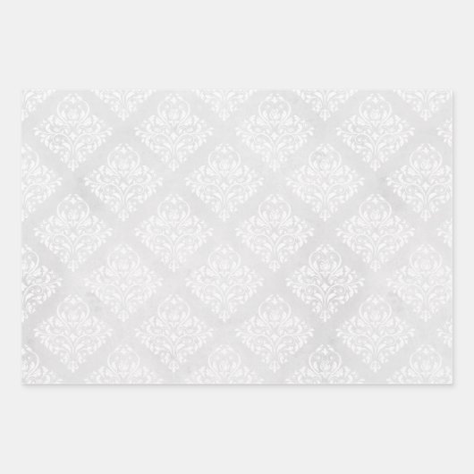 White Damask Wedding Classic Elegante 3 Geschenk Geschenkpapier Set (Vorderseite)