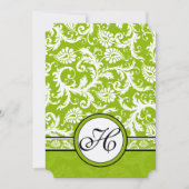 White Damask Wirbel Apple Green Wedding Einladung (Vorderseite)