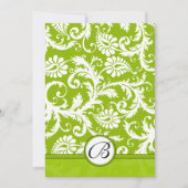 White Damask Wirbel Apple Green Wedding Einladung (Vorderseite)