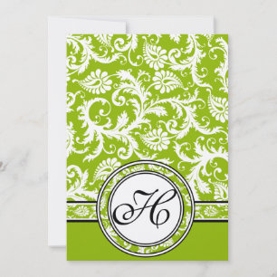 White Damask Wirbel Apple Green Wedding Einladung