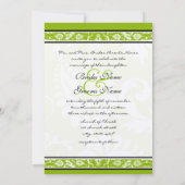 White Damask Wirbel Apple Green Wedding Einladung (Rückseite)