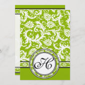 White Damask Wirbel Apple Green Wedding Einladung (Vorne/Hinten)