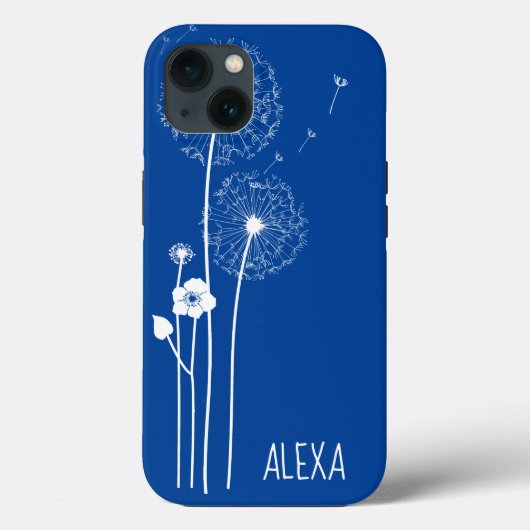 White Dandelion Bouquet auf Blue Case-Mate iPhone Hülle (Rückseite)