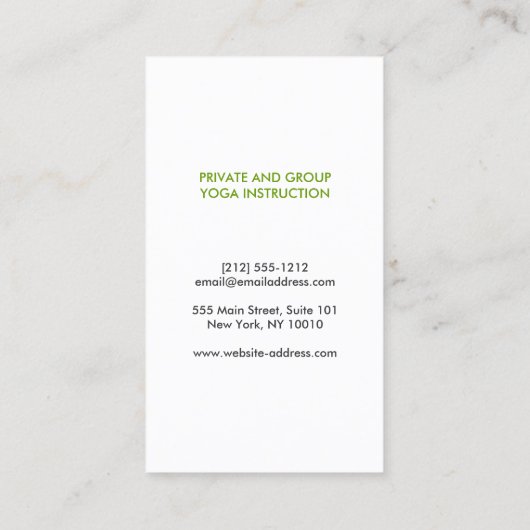 WHITE DANDELIONS YOGA LEHRER, YOGA INSTRUCTOR VISITENKARTE (Rückseite)