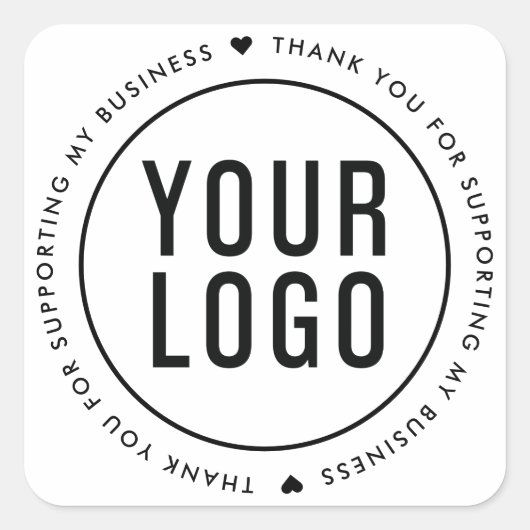 White danke, dass du mein Geschäft unterstützt has Quadratischer Aufkleber (Vorderseite)