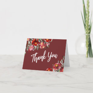 White Dankeschön an die Blume von Burgundy Red Wat Dankeskarte