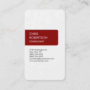 White Dark Red Attractive Charm Business Card Visitenkarte