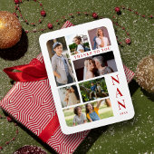 White & Dark Red Classic 7 Multi Photos Collage Magnet