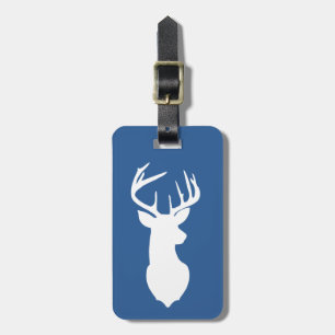 White Deer Buck Hunter Navy Blue White, kundenspez Gepäckanhänger
