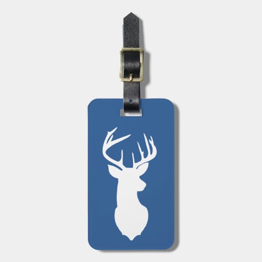 White Deer Buck Hunter Navy Blue White, kundenspez Gepäckanhänger (Vorderseite vertikal)