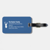 White Deer Buck Hunter Navy Blue White, kundenspez Gepäckanhänger (Rückseite horizontal)