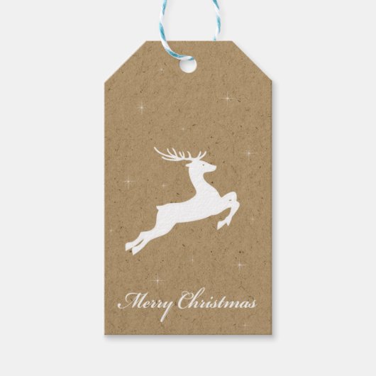 White Deer Gift Tag Kraft simuliert Geschenkanhänger (Vorderseite)