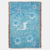 White Deer Icy Blue Snowflake Throw Blanket Decke (Vorderseite Vertikal)