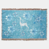 White Deer Icy Blue Snowflake Throw Blanket Decke (Vorderseite)