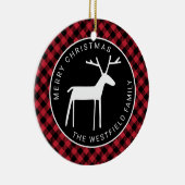 White Deer Red Buffalo Kariert Frohe Weihnachtsnam Keramik Ornament (Rechts)
