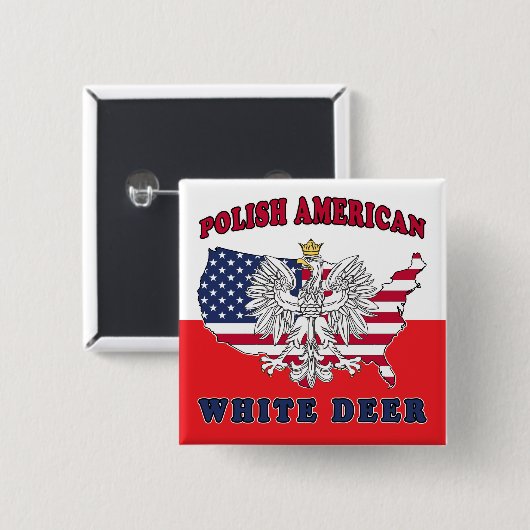 White Deer Texas Polnischer Amerikaner Button (Vorne & Hinten)