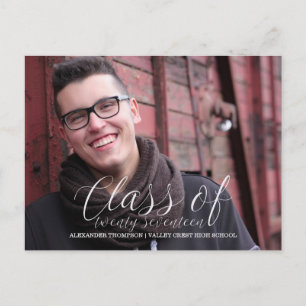White Delicate Class of 2017 Foto Abschluss Ankündigungspostkarte