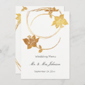White Delicate Gold Floral Wedding Menü Menükarte (Vorne/Hinten)
