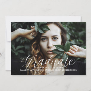 White Delicate Script Foto Abschluss Ankündigung