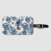 White Denim Blue Flowers Gepäckanhänger (Vorderseite (Horizontal))