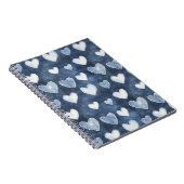 White Denim Blue Hearts Notizblock (Rechte Seite)