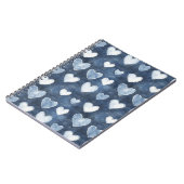 White Denim Blue Hearts Notizblock (Linke Seite)