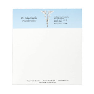 White Dental Mirror Caduceus Toothbrush Medical Notizblock