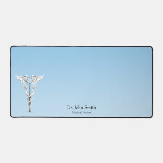 White Dental Mirror Toothbrush Caduceus Medical Schreibtischunterlage (Vorderseite)