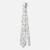 White Desdemona Rose 2 Silver Eucalyptus Wedding Krawatte (Vorderseite)