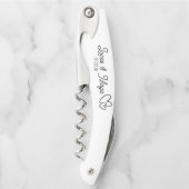 White design with black text custom names wedding  kellnermesser (Vorderseite)