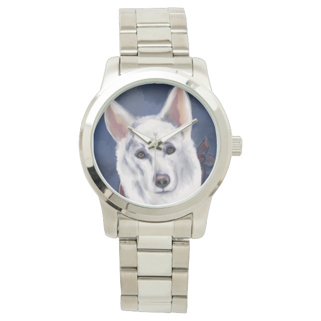 WHITE DEUTSCHE SHEPHERD ARMBANDUHR (Vorderseite)