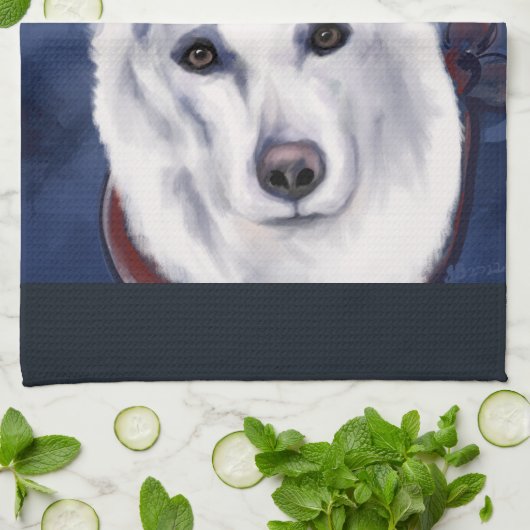 WHITE DEUTSCHE SHEPHERD GESCHIRRTUCH (Gefaltet)