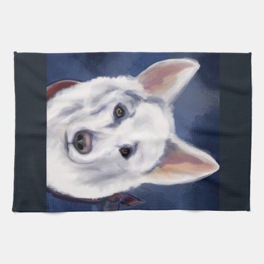 WHITE DEUTSCHE SHEPHERD GESCHIRRTUCH (Horizontal)