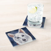 WHITE DEUTSCHE SHEPHERD GLASUNTERSETZER (Schrägansicht)