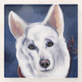 WHITE DEUTSCHE SHEPHERD GLASUNTERSETZER